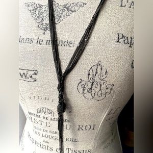 Express Grey Knotted V Neck Long Necklace